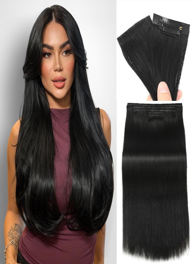Quantum Love Invisi Edge Clip in Hair Extensions Human Hair 18Inch 110g Seamless Clip in Hair Extensions7Pcs 14Clips Invisible PU Skin Weft Natural Black Remy Human Hair Extensions - Image 1